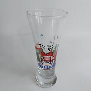 Vintage 1987 Bud Light Spuds MacKenzie CHRISTMAS UGLY SWEATER Pilsner Beer Glass